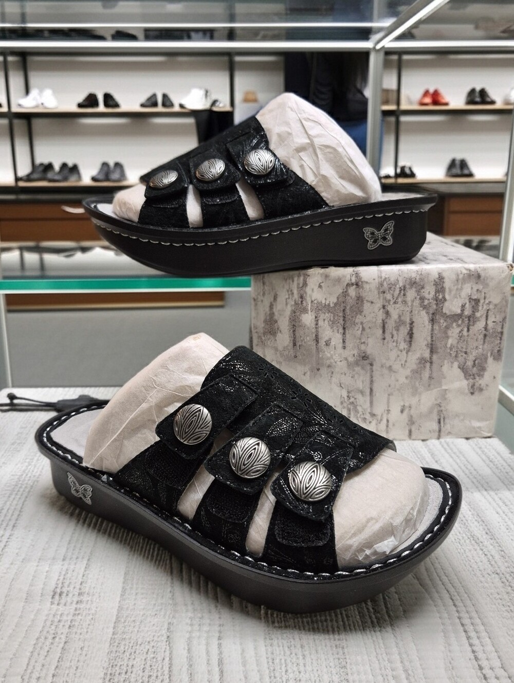 Alegria Julee Leather Adjustable Slide Sandals Eu 36 Usa 6 Wide 🆕️